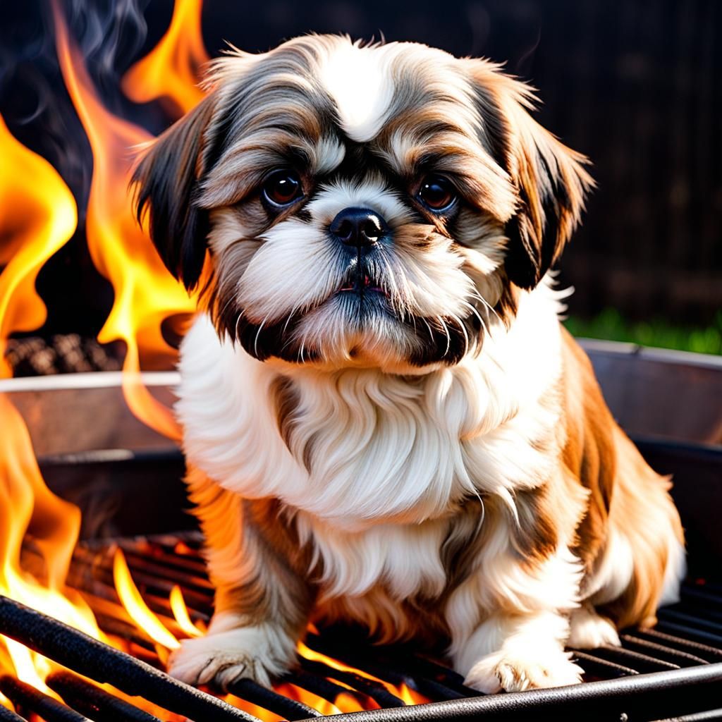Roasted Shih Tzu Dog as Hog Roast
