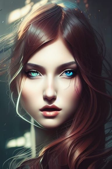 Beautiful Woman's Face in Cyberpunk Style