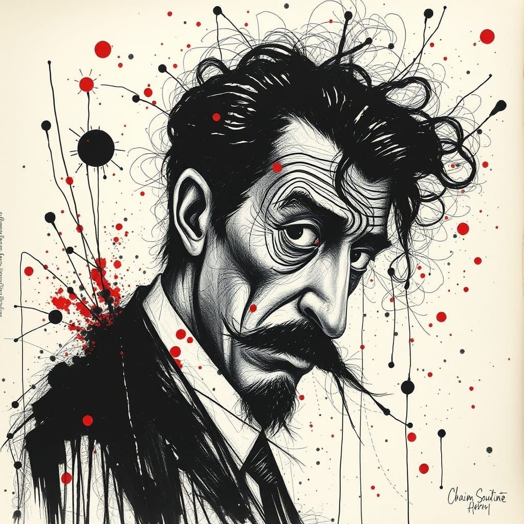Eccentric Character in Ink Splatter Art Style