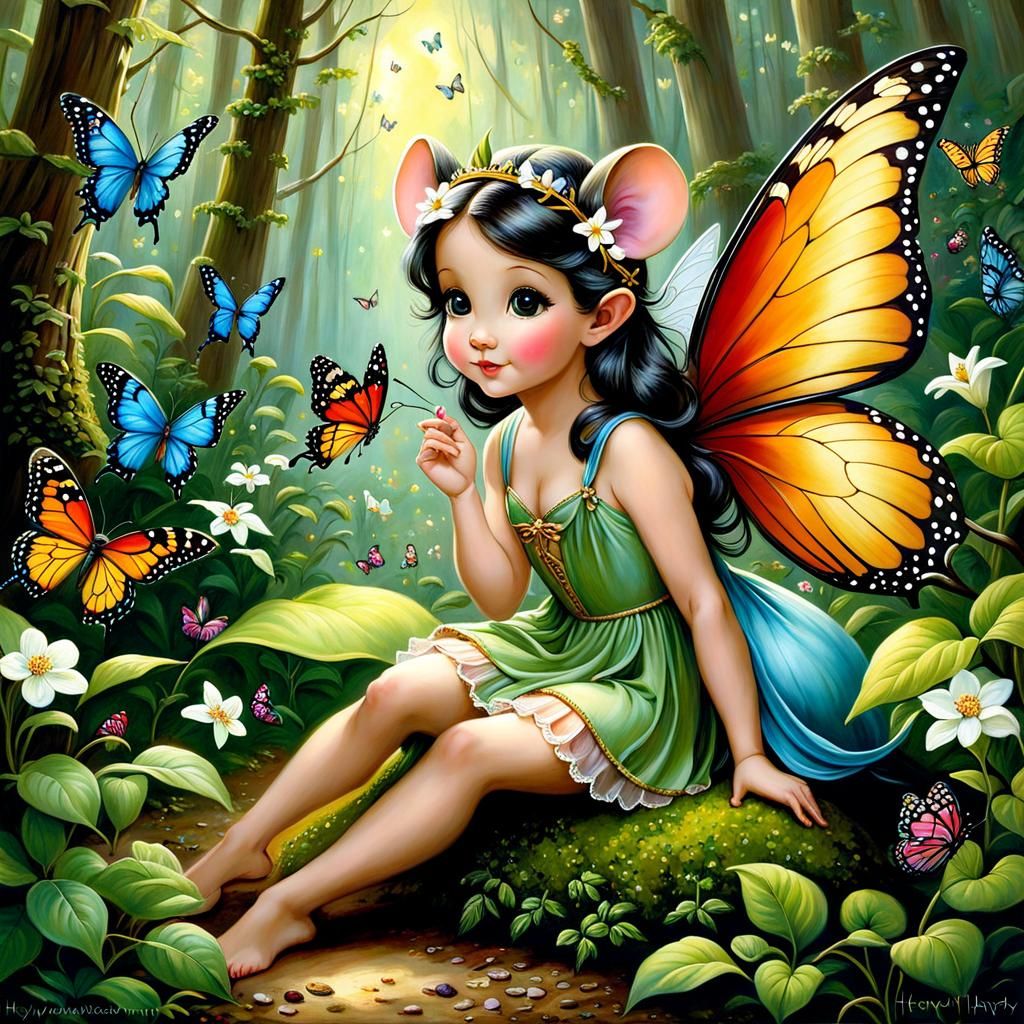 Mouse Fairy in Forest, Romanticism Art Style