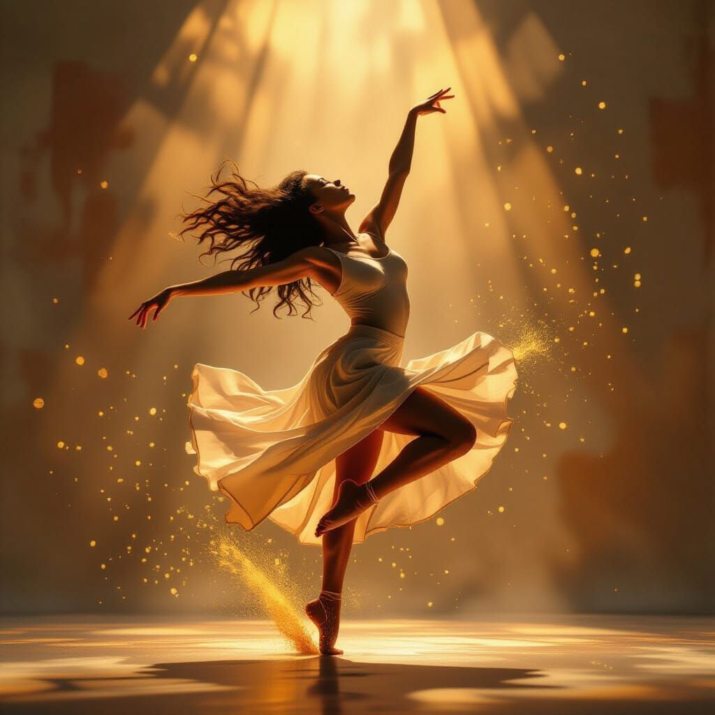 Dancer Leaps to Life from Canvas in 3D Render