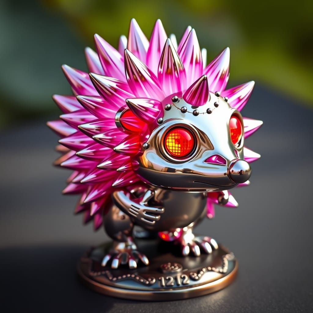 Steampunk Chrome Figurine of Hedgehog Lotus