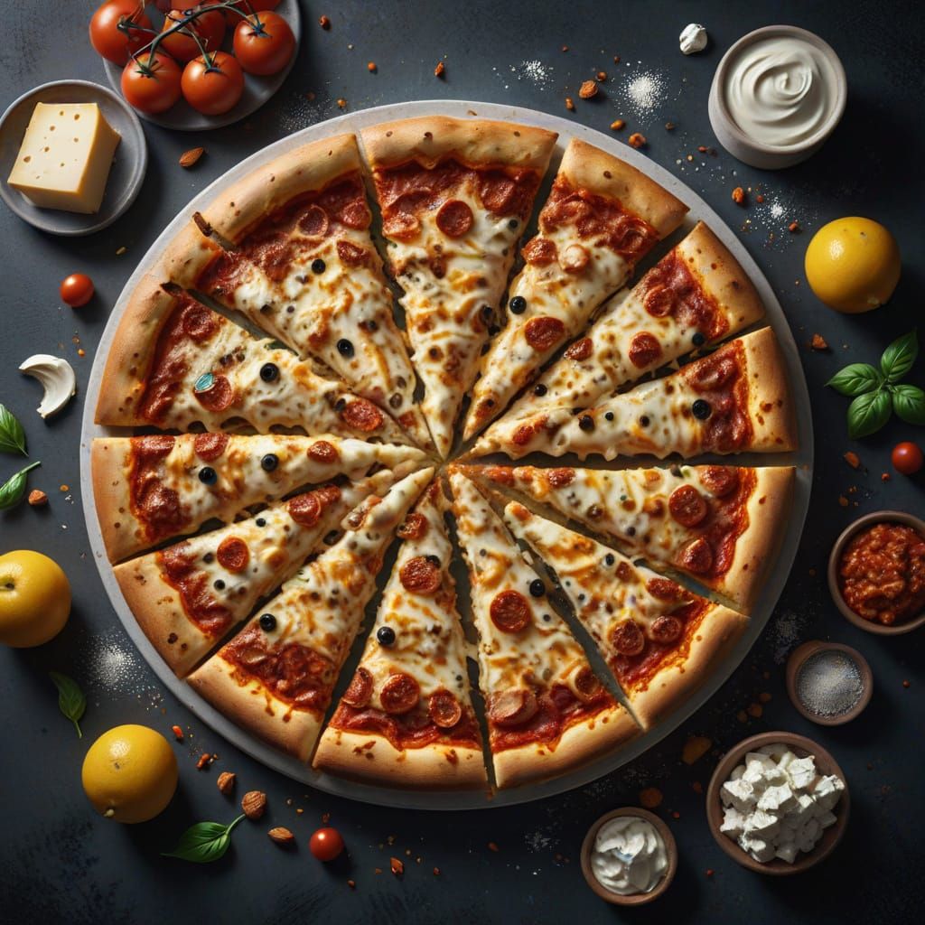 Fantastical Cheese Pizza Concept Art in Deep Color