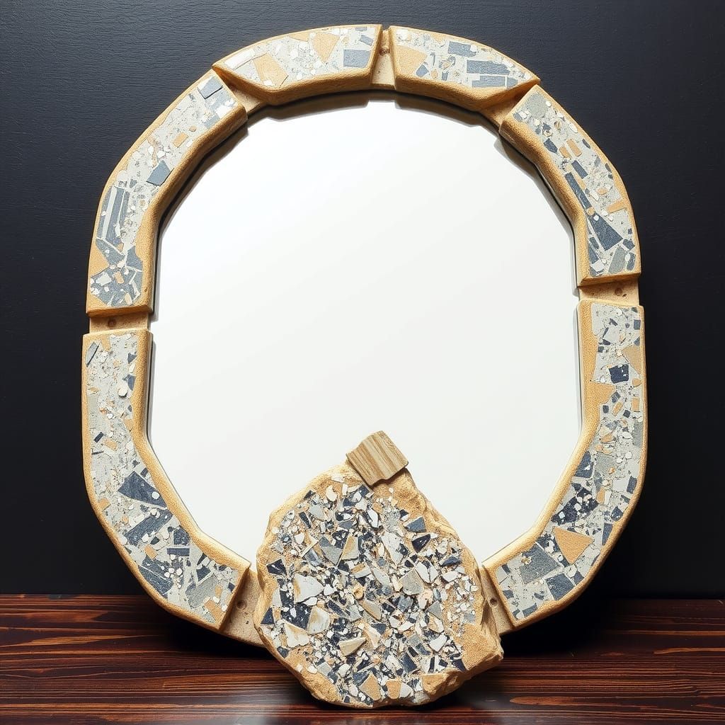 Manganotantalite Mirror Frame and Stone Display