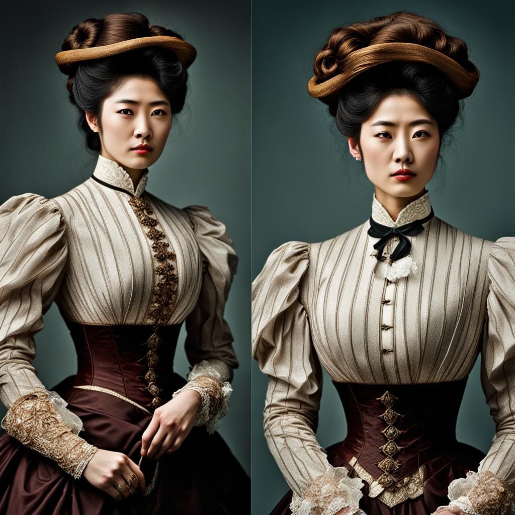 Japanese Sisters as Gibson Girls: Professional Portrait