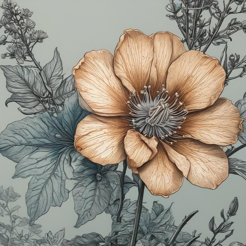 Thespesia Grandiflora in Etched Cerulean Ink