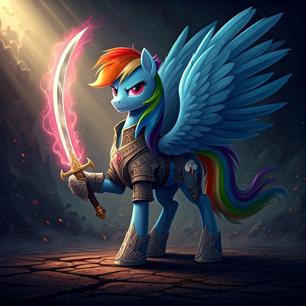 Rainbow Dash Wind Mage Knight in Digital Matte Painting
