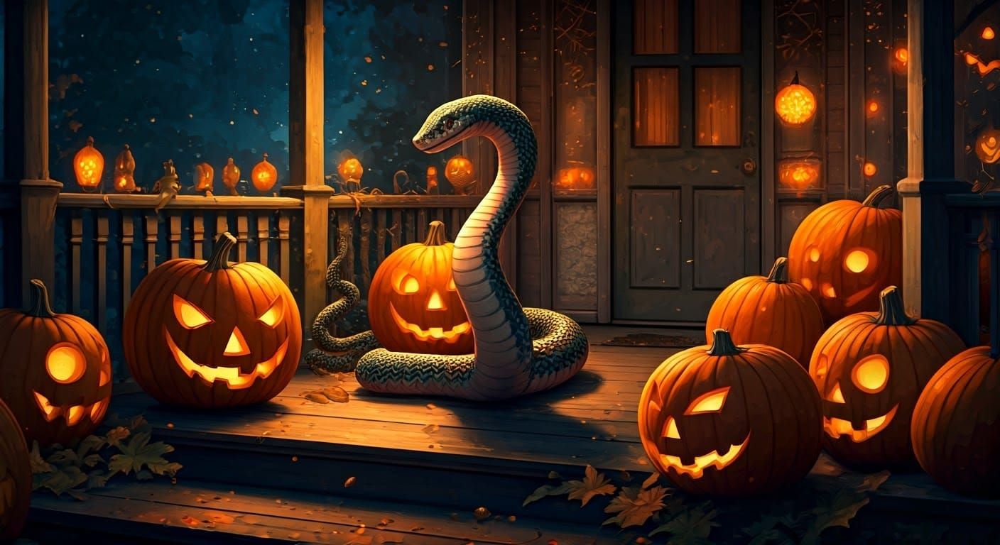 Watercolor Snake Celebrates Halloween: Ink Splatter Art