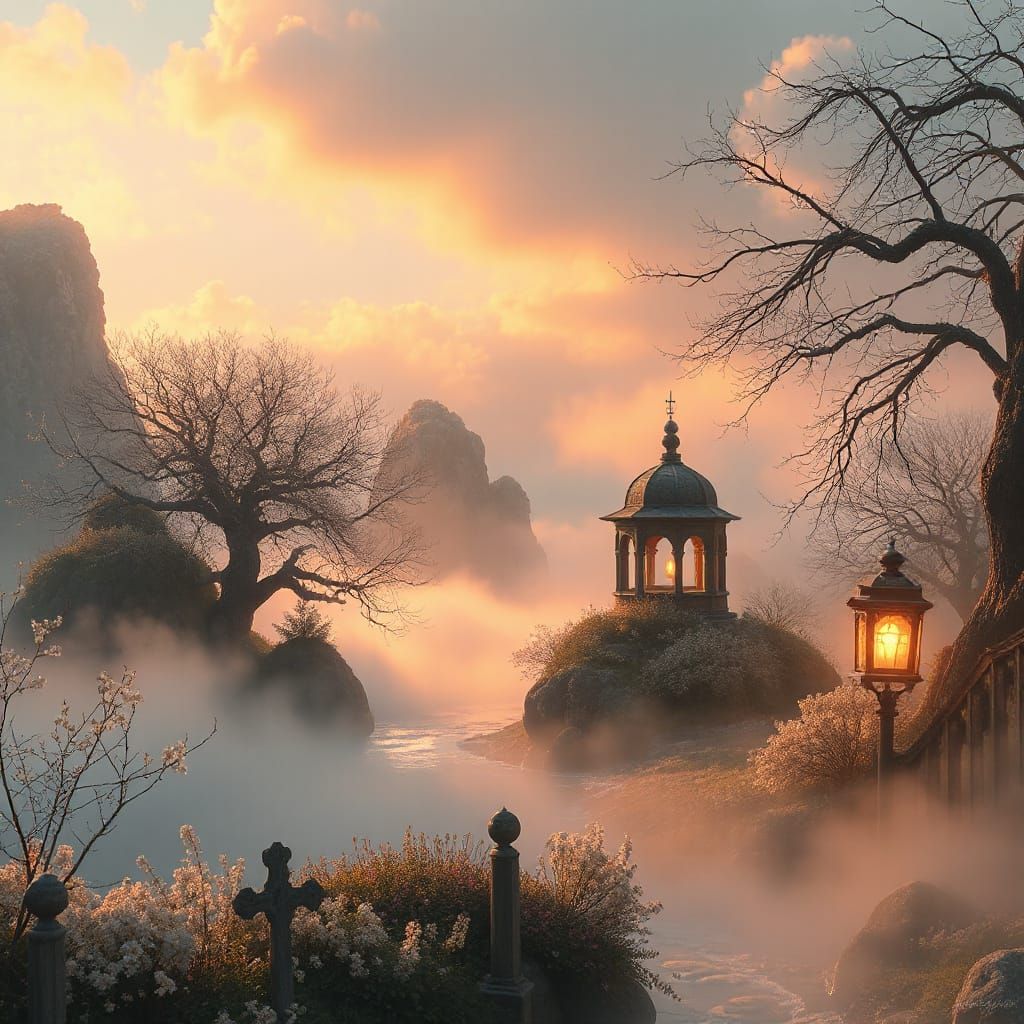 Ethereal Fantasy Landscape in Hyper-Realistic Style