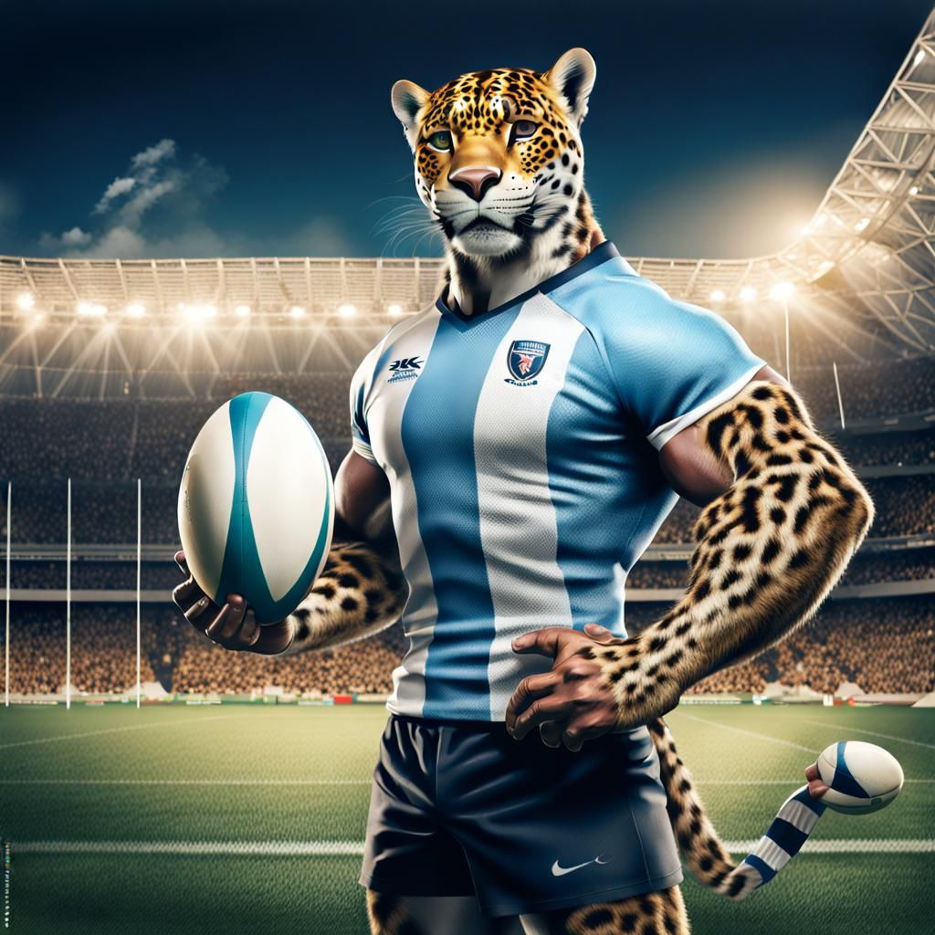 Argentinian Jaguar Rugby Player Illustration