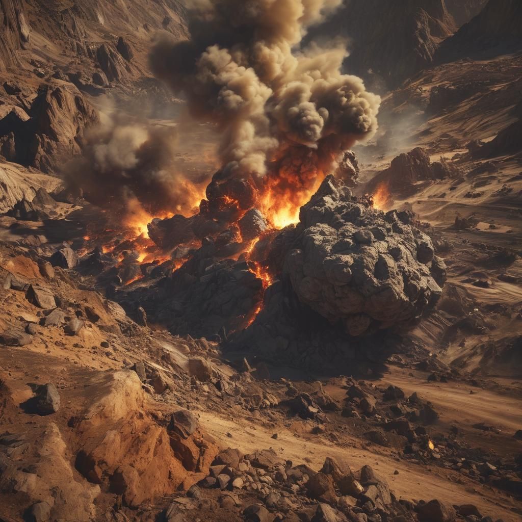 Apocalyptic Asteroid Explosion in Valley: Cinematic Still
