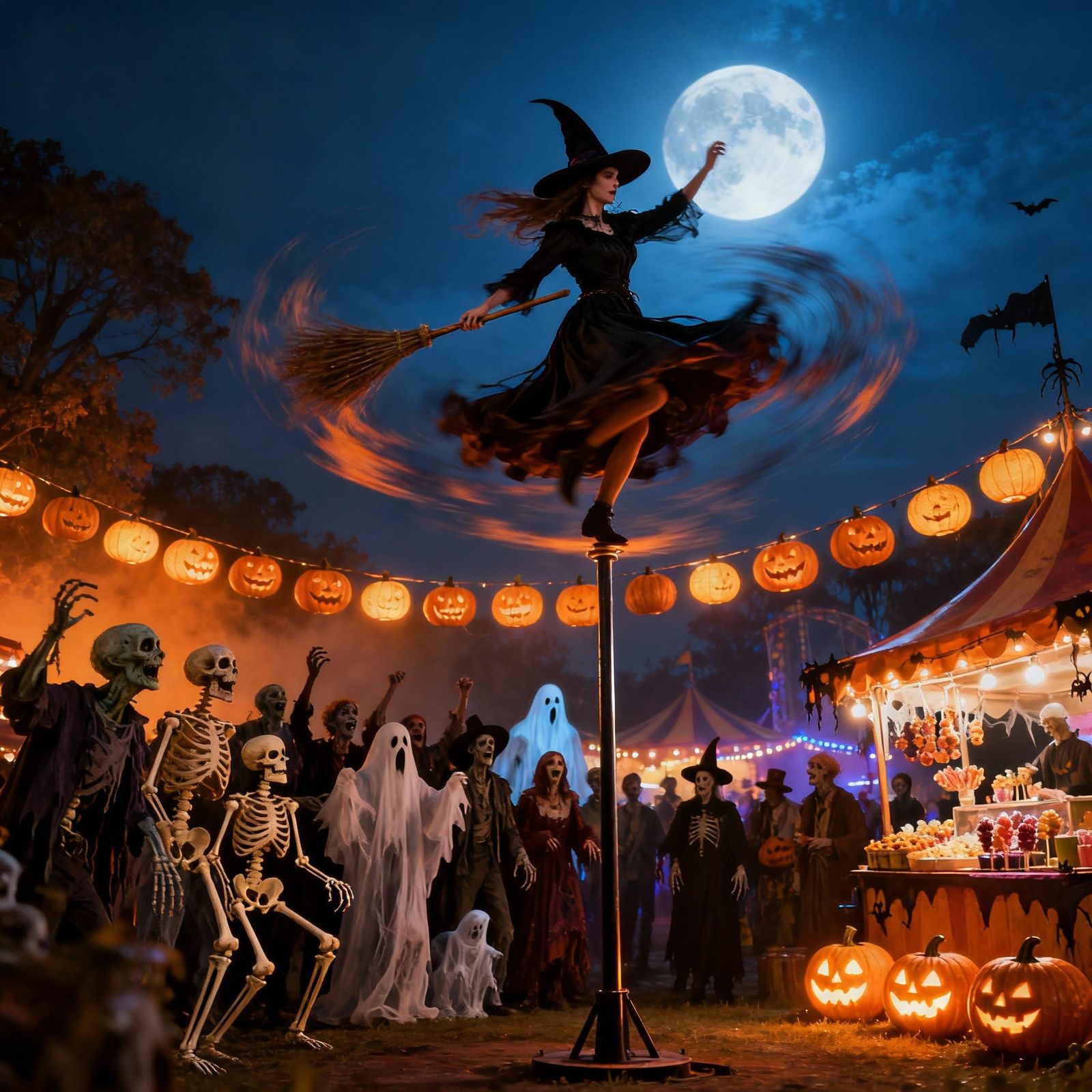Witch's Mesmerizing Dance at Spooky Halloween Fair