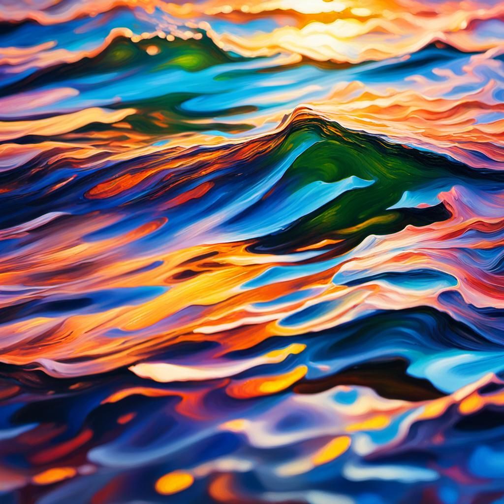 Sunset Lake: Impressionist Oil Painting with Impasto Brushst...