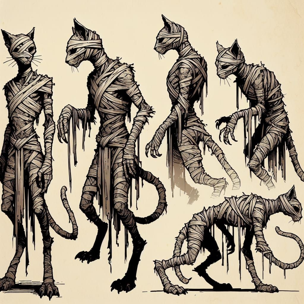Dark Fantasy Mummy Cat Character Study