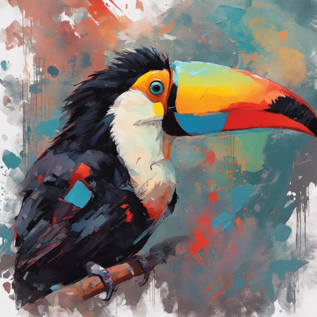 Vibrant Toucan Portrait in Expressionist Style