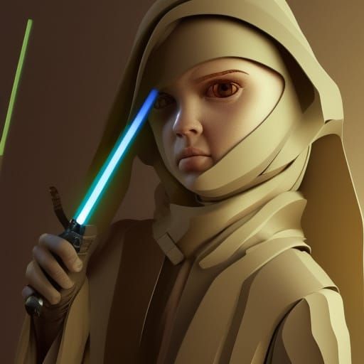 Voxel Art Jedi Knight in Cell Shading