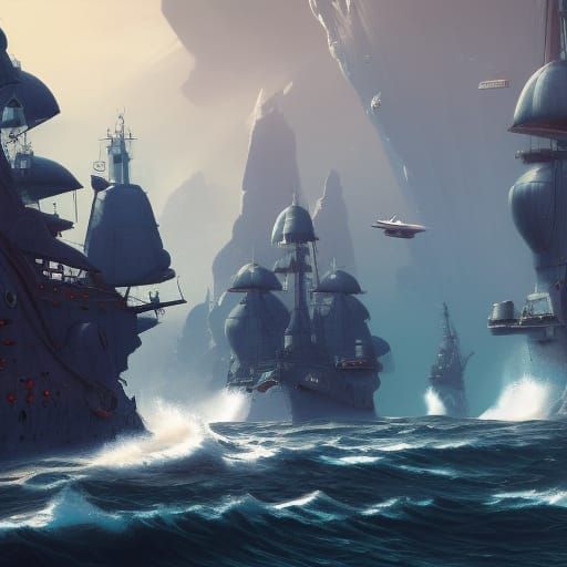 Detailed Matte Painting of Naval Forces