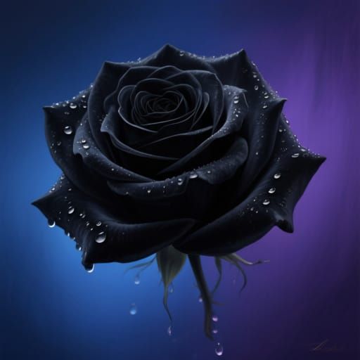 Single black rose floating