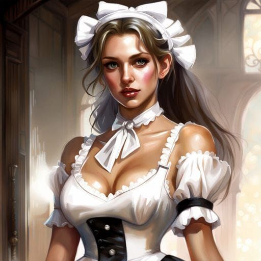 Beautiful French Maid Illustration in Royo Style