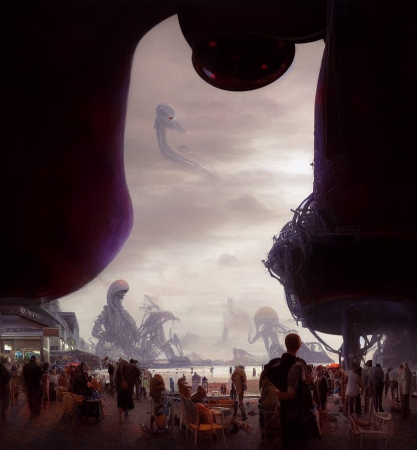 Alien Brain Enjoys Autumn Jazz: Digital Matte Painting