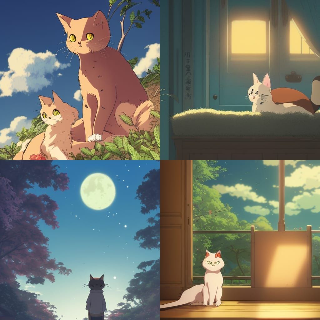 Cute Kawaii Cat in Anime Style
