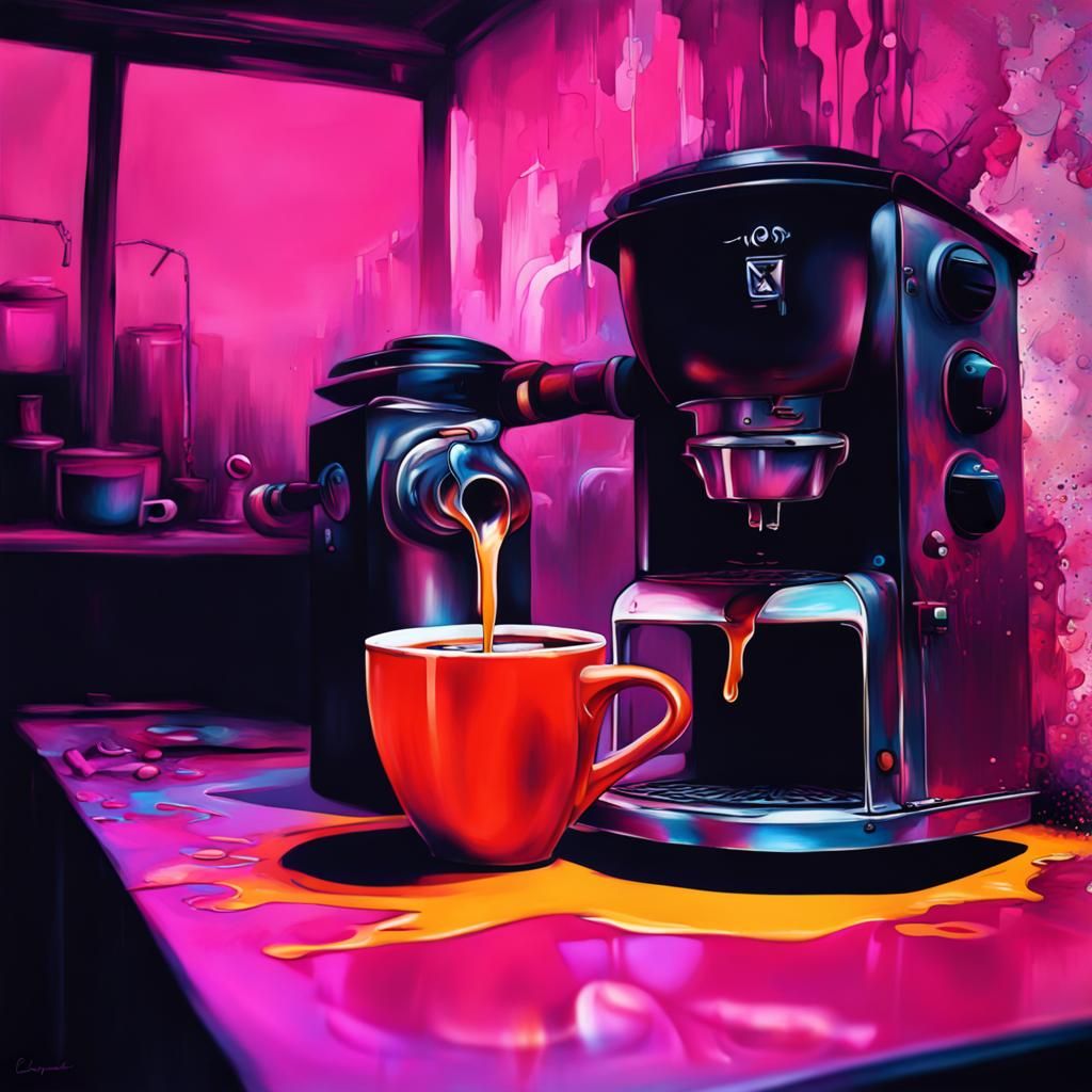 Colorful Graffiti Coffee Splash Art
