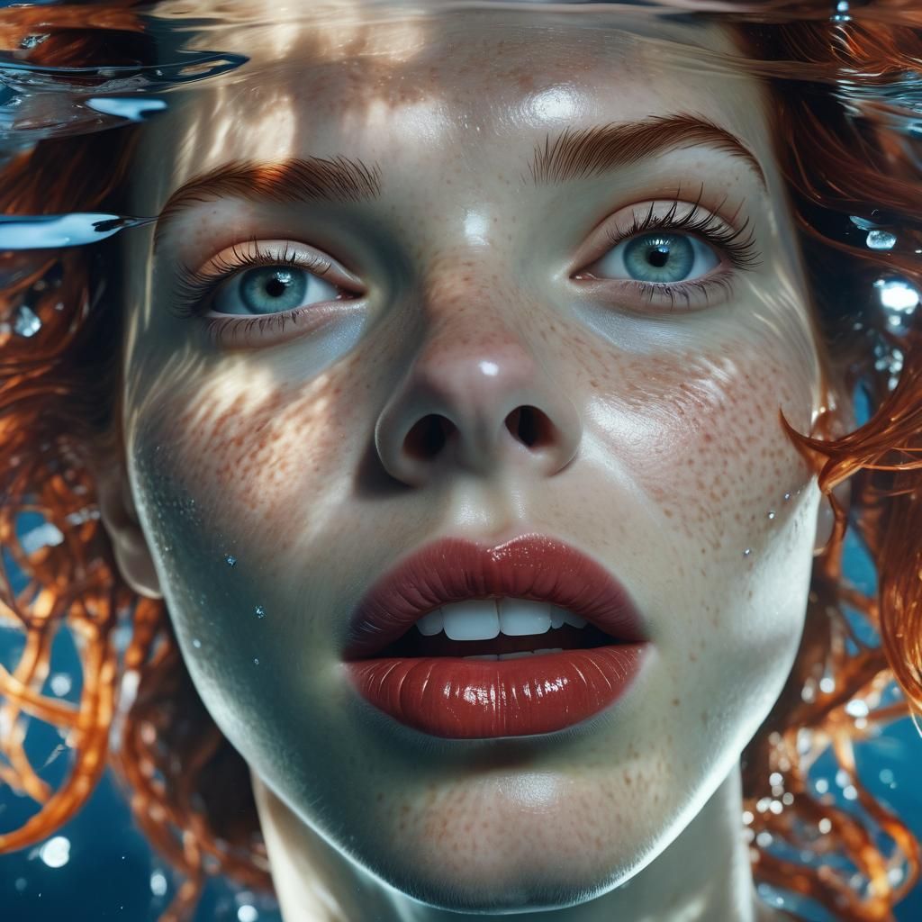 Underwater Sea Siren Portrait in Ultra-Realistic Style