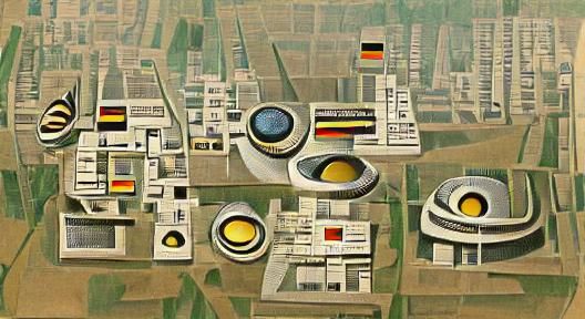 Futuristic Ancient City Design in Bauhaus Style