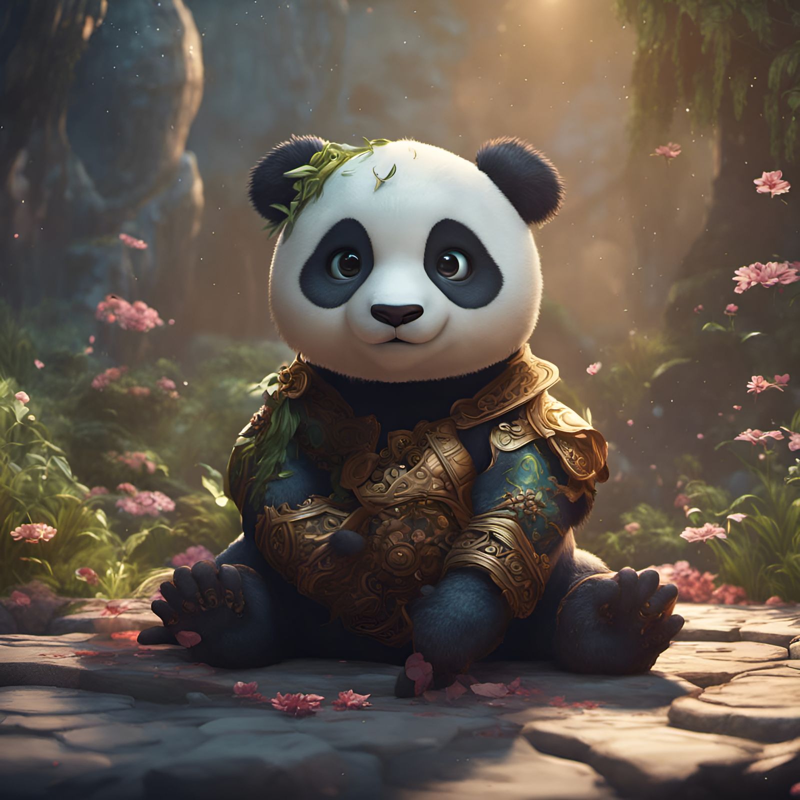 Cute Panda in Detailed Matte Painting