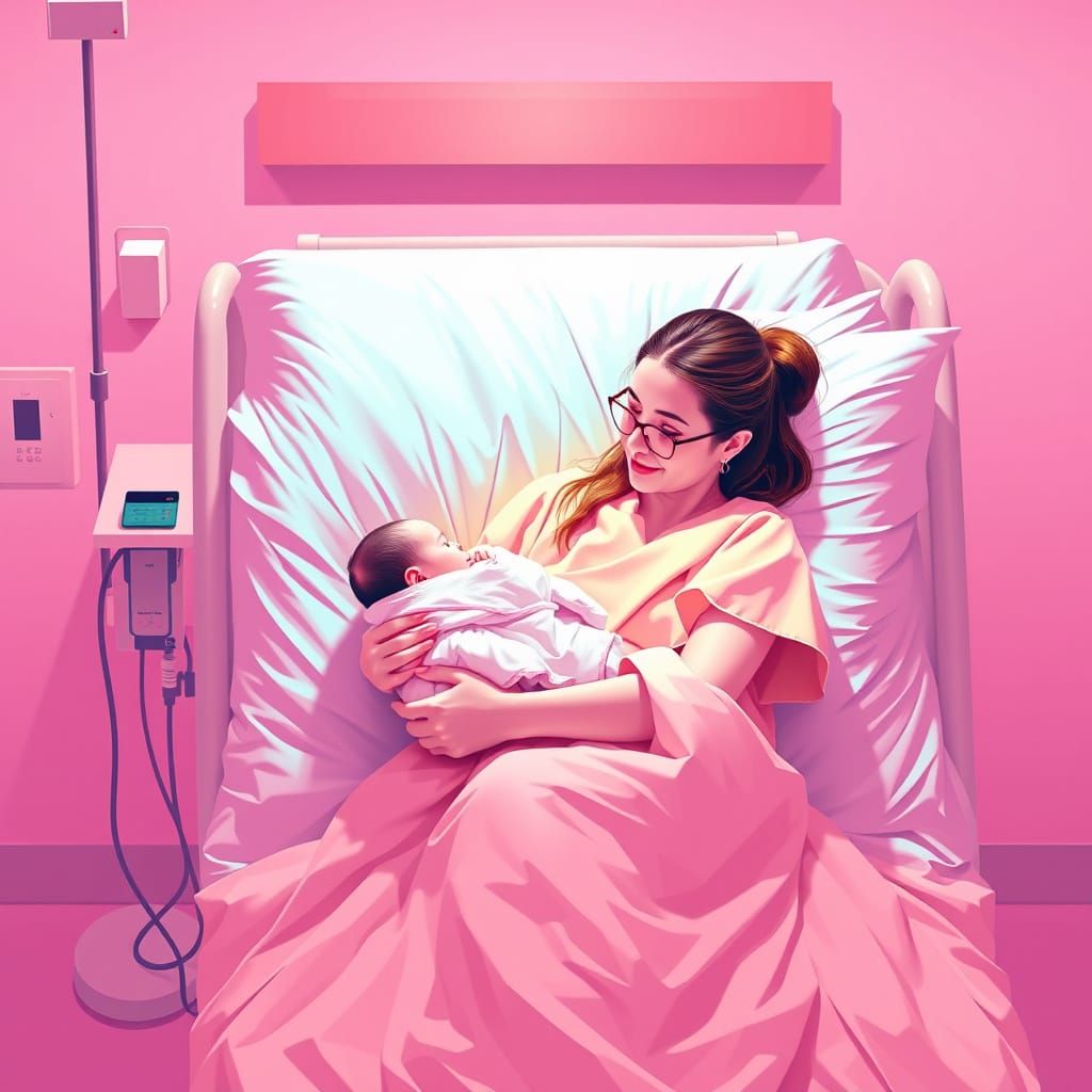 Mother's Tender Love in Pastel Hues