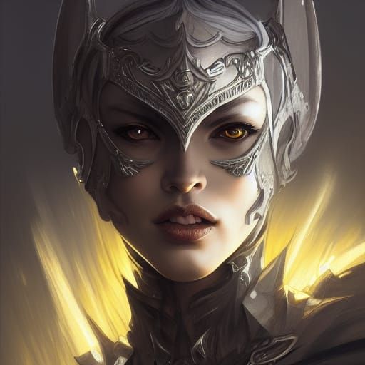 Dark Elf Knight Portrait in Hyperdetailed Style