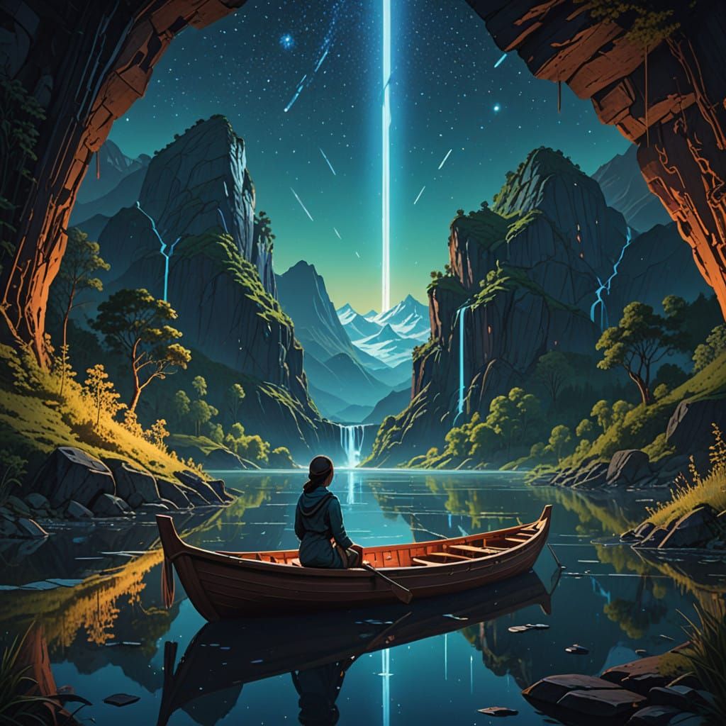 Ethereal Valley Scene in Dreamlike Landscape