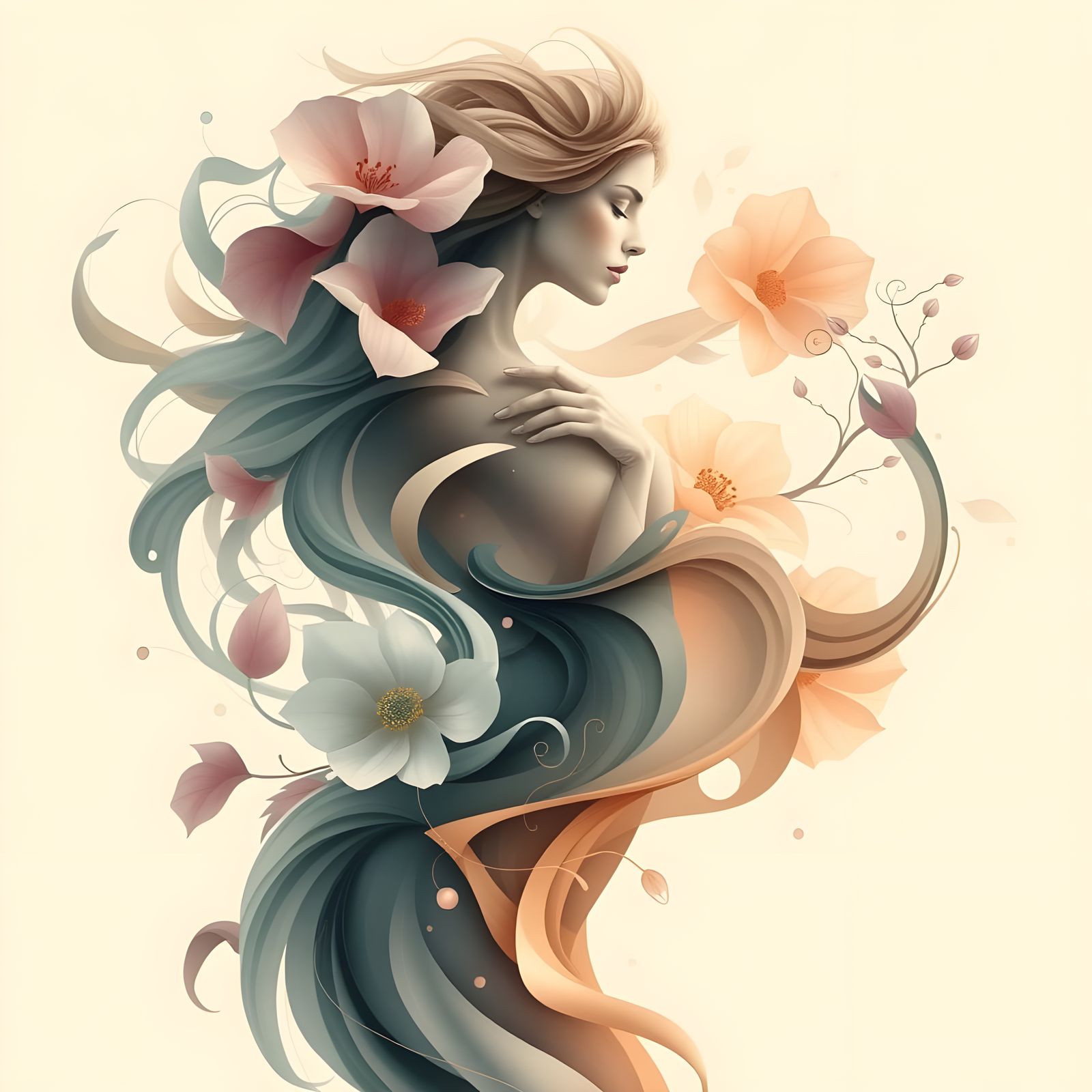 Organic Goddess in Soft Pastel Bloom