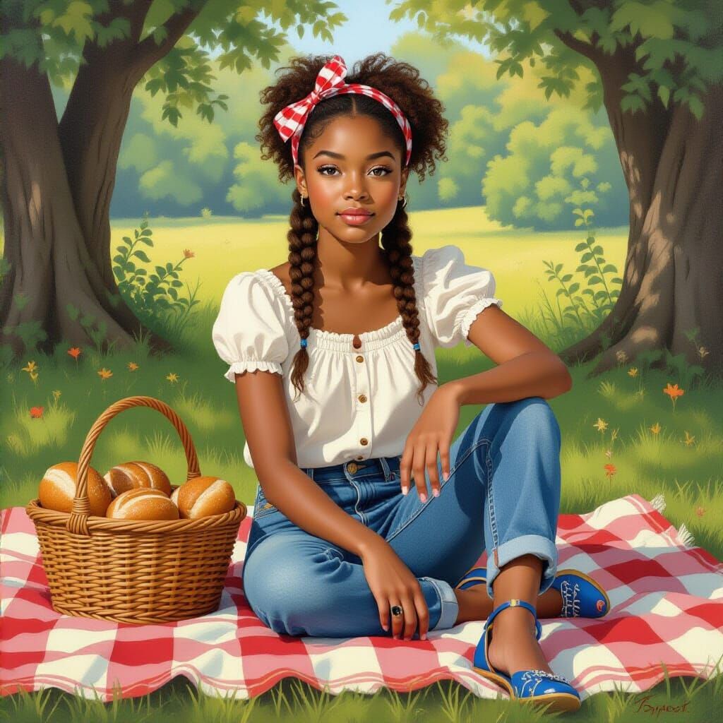 Teenage Girl Portrait in Vibrant Realism Style