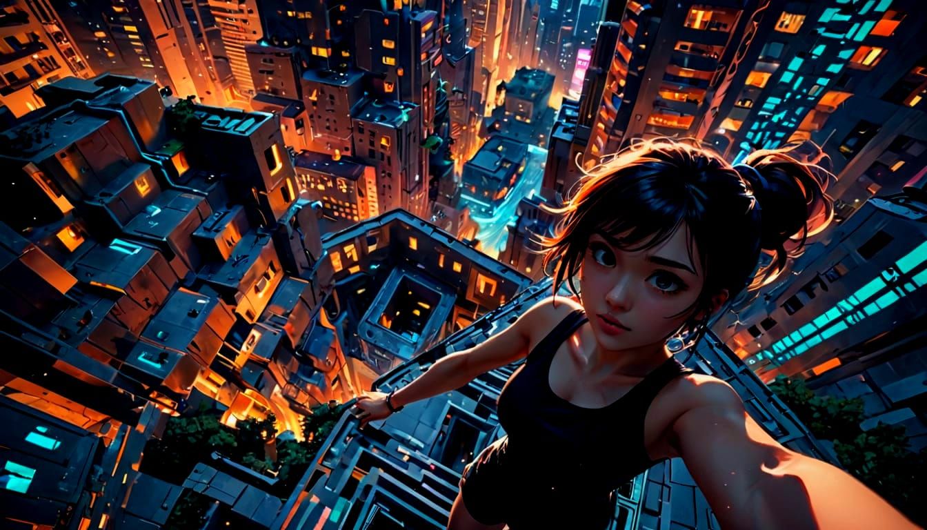 Surreal Digital Dream: Urban Labyrinth in Cyberpunk Style