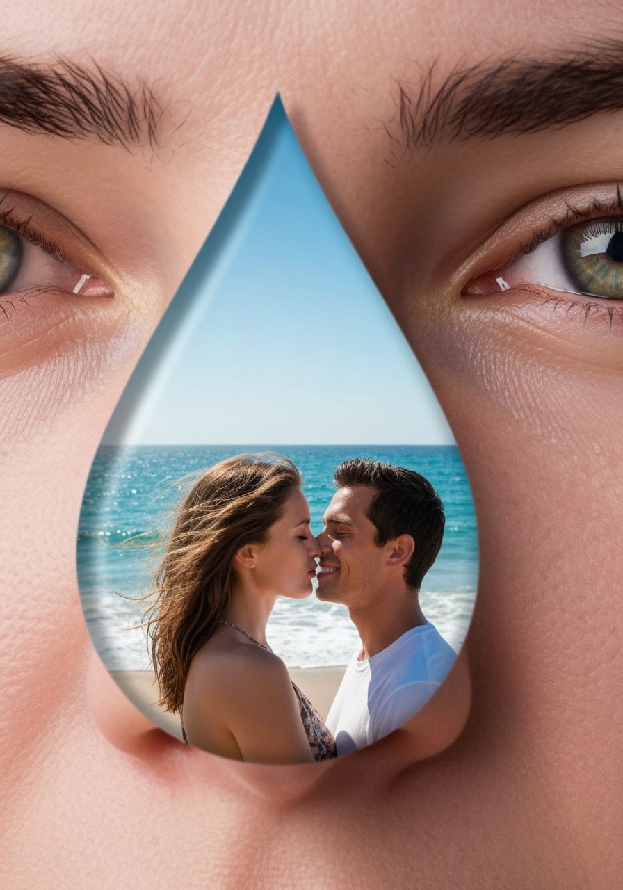 Teardrop Reflection: Seaside Embrace in Miniature