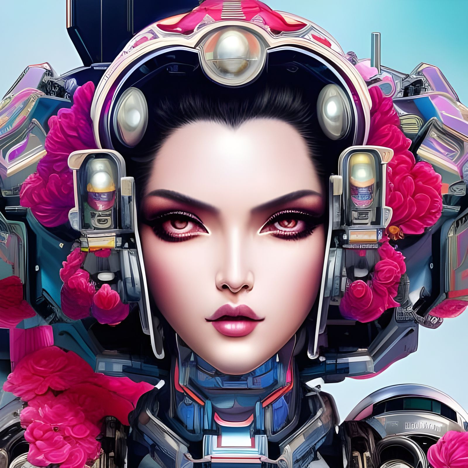 Elegant Mecha Girl Portrait in Detailed Digital Art