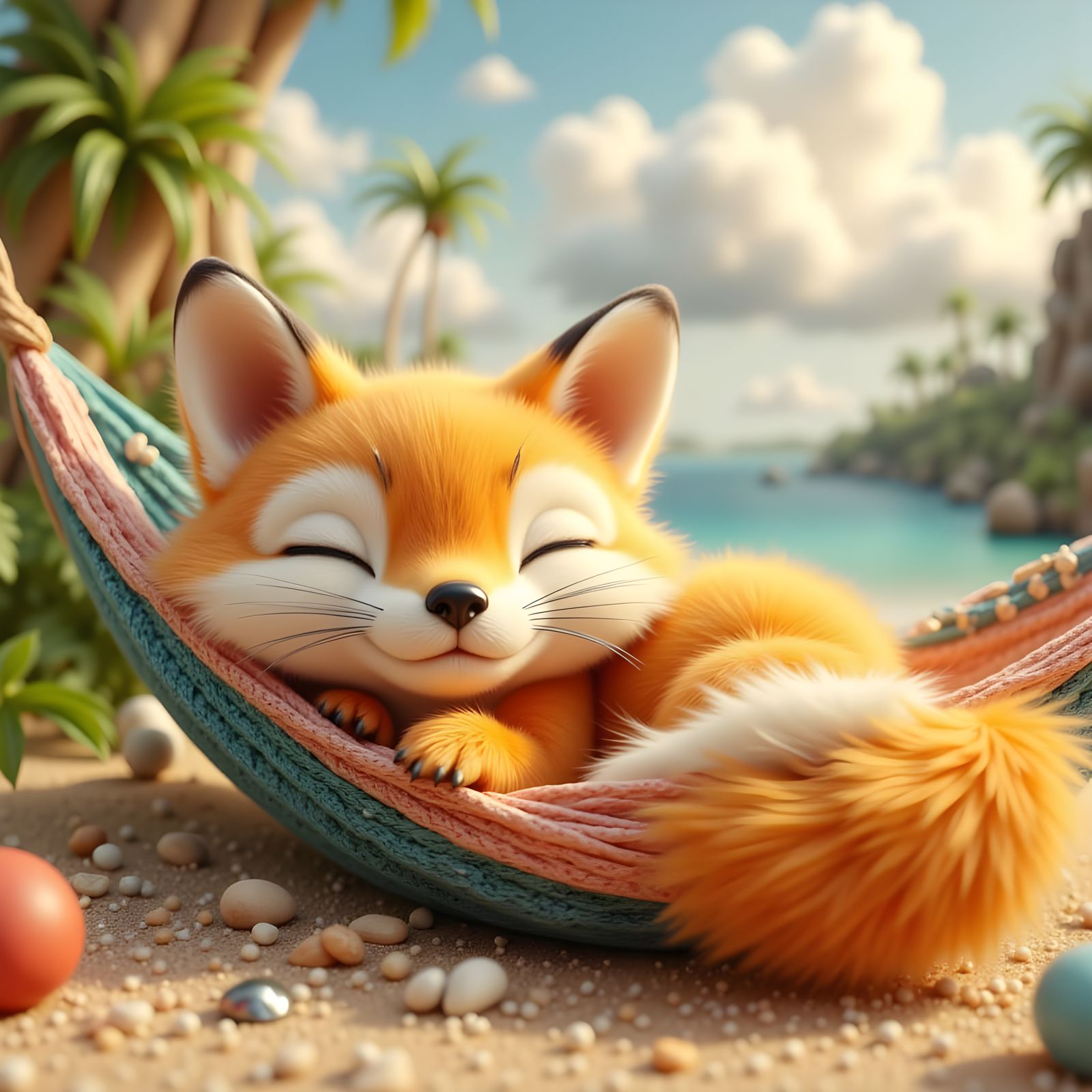 Arctic Fox in Hammock, Toy Story Style