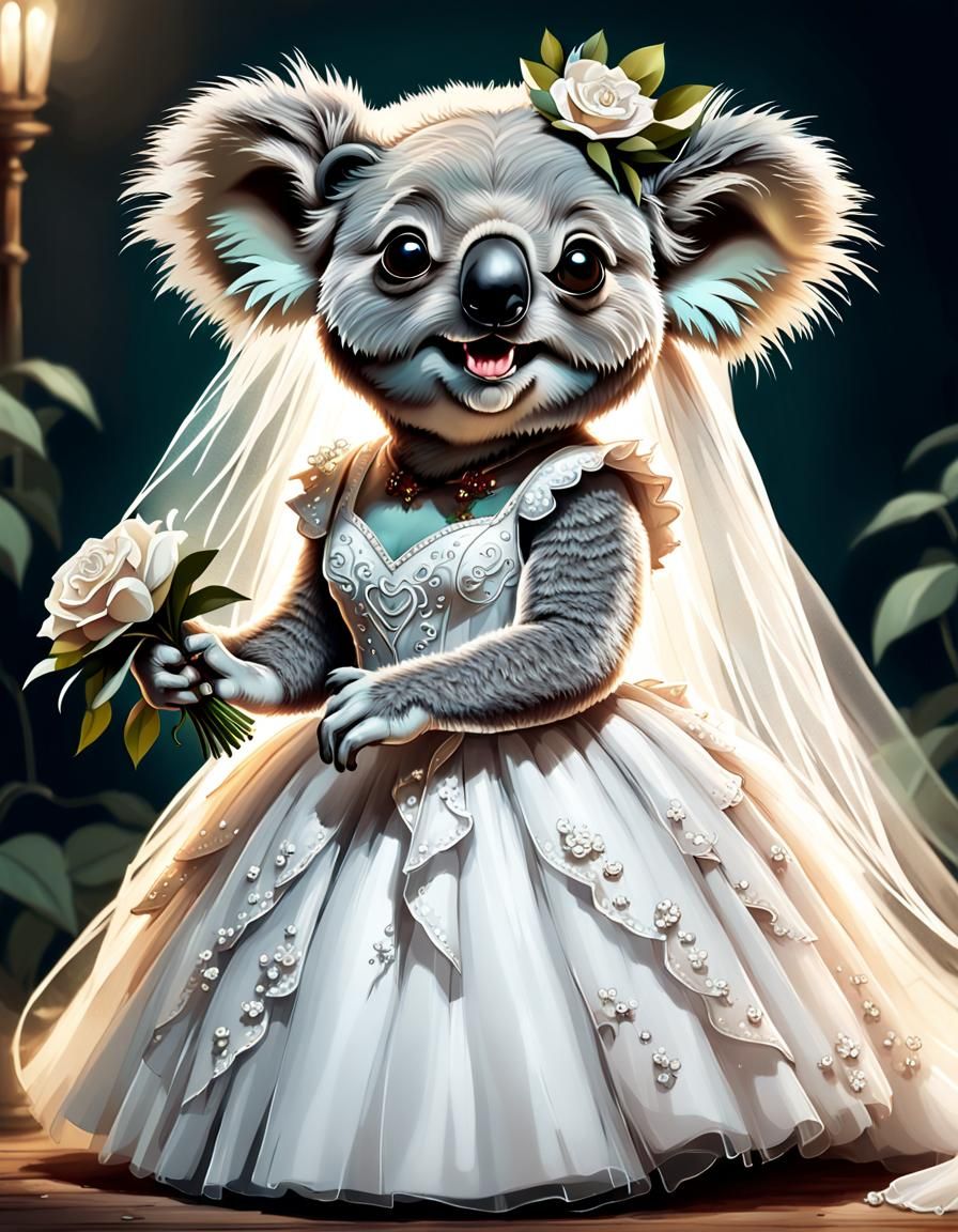 Koala Bride Caricature: Hilariously Adorable Concept Art
