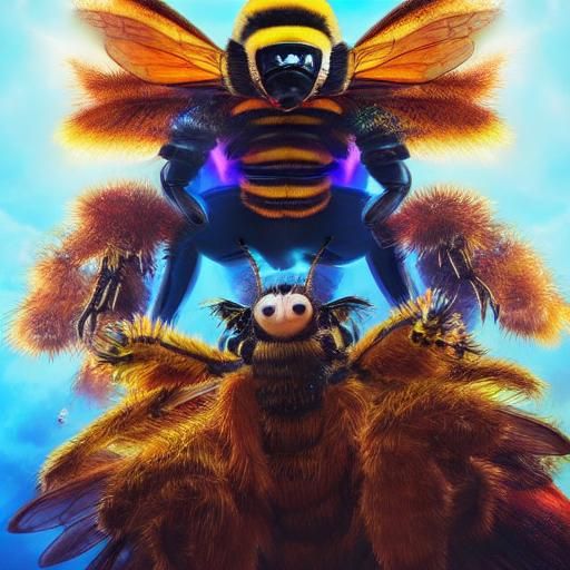 Humanoid Bumblebee Queen in Fantasy Illustration
