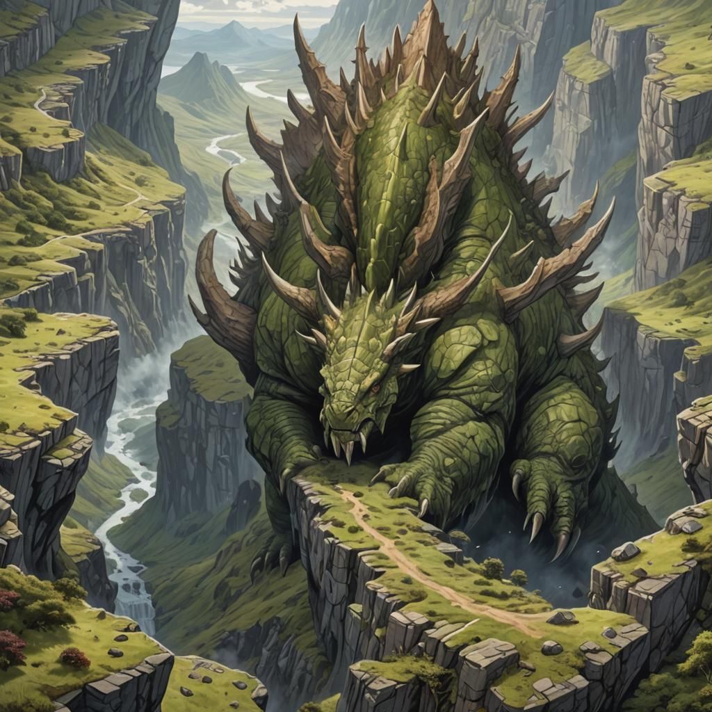 Colossal Beast Dominates Scottish Highlands: Magic Art