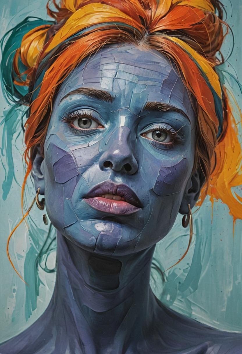 Abstract Portrait in Flowing Picasso Style