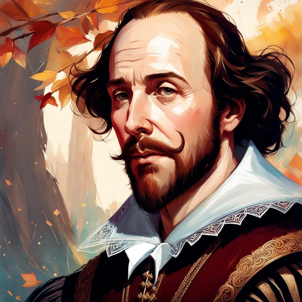 Detailed Portrait of William Shakespeare in Digital Art Styl...