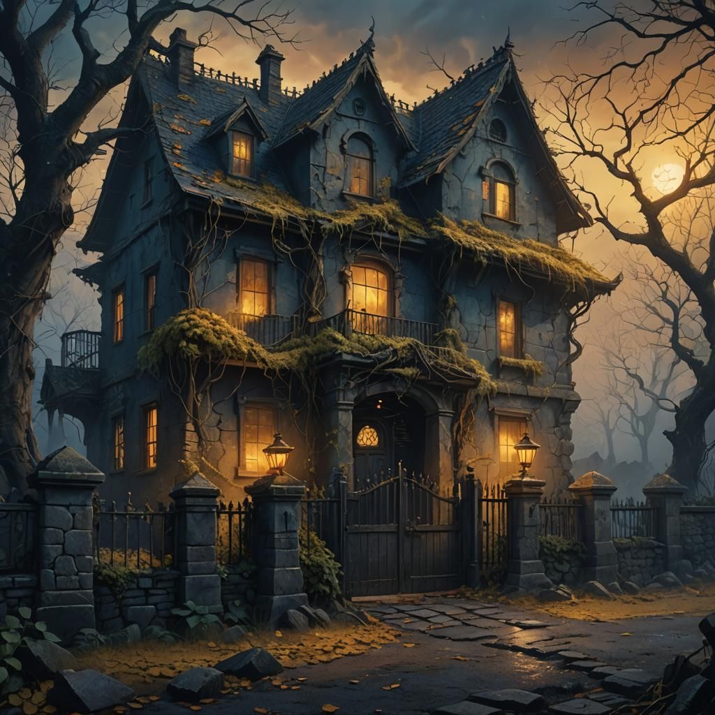 Creepy Abandoned House in Dark Fantasy Style