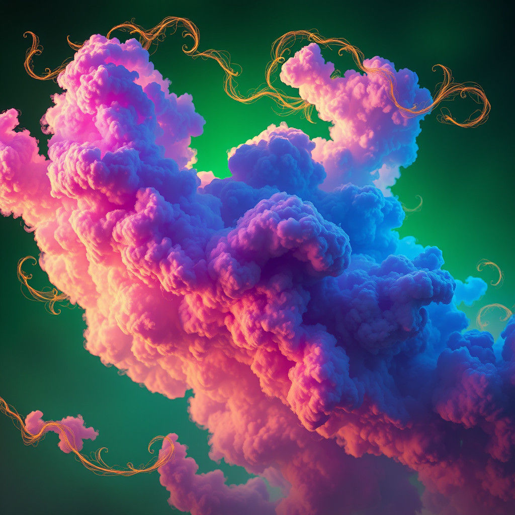 Fantastical Clouds in Emerald and Gold, Trending on Artstati...
