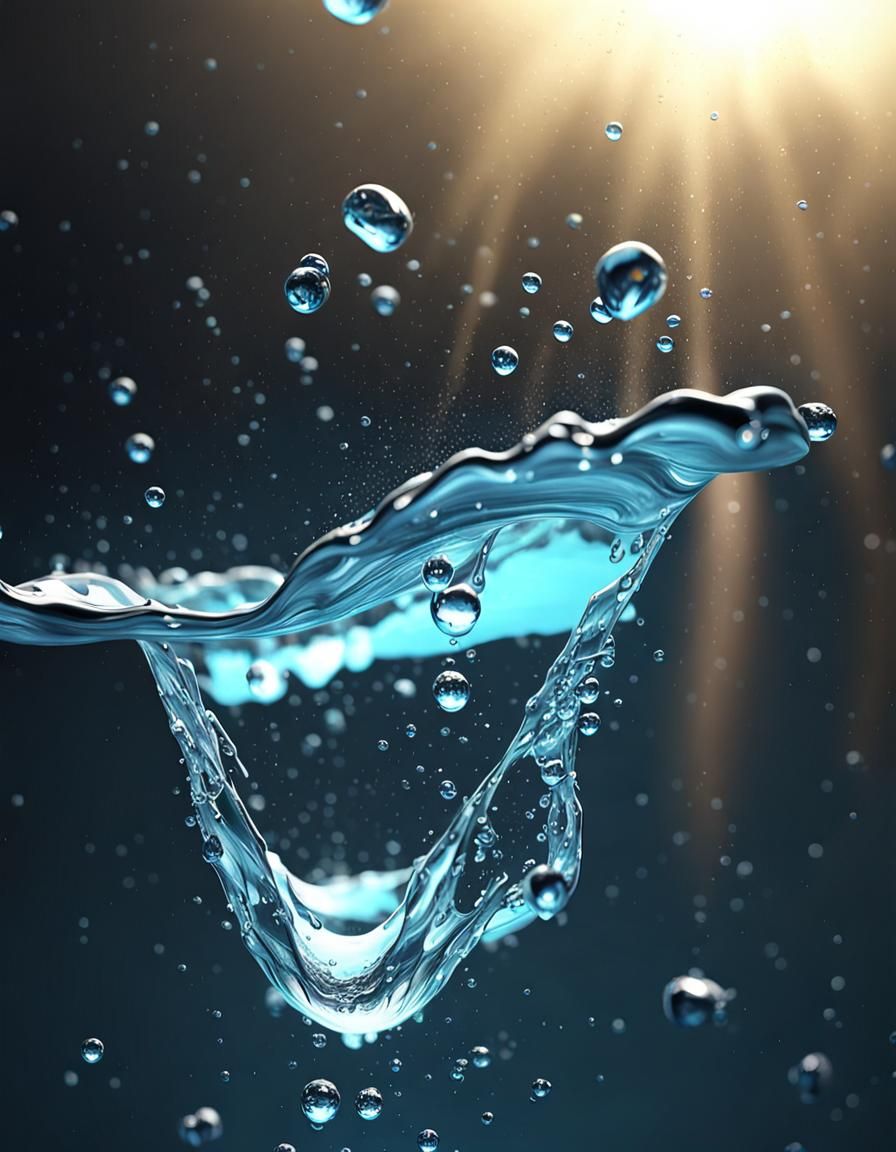 Water Drop Falling: Hyperdetailed Concept Art