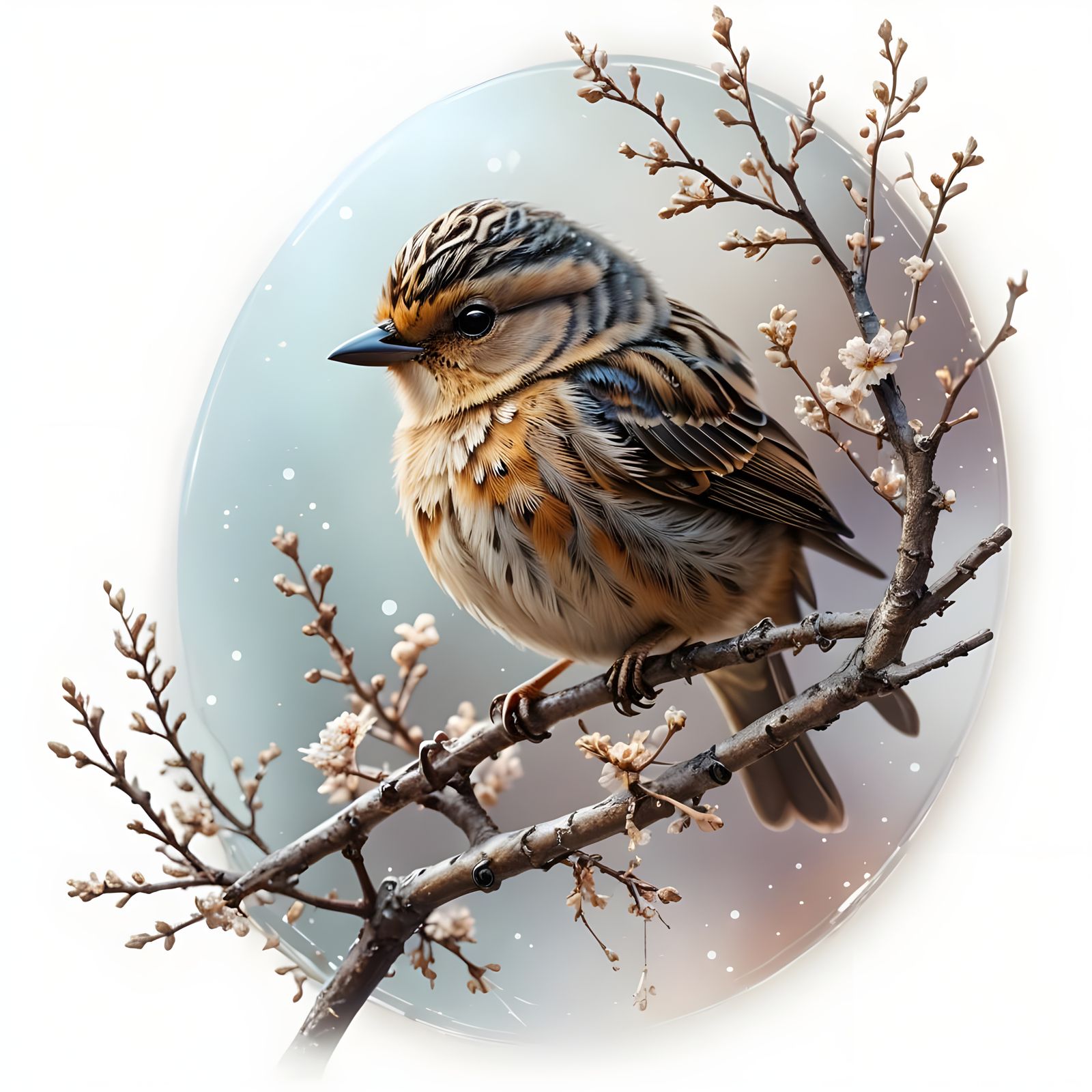 Cosmic Baby Bird Appears in Futuristic Portal Reflected in S...