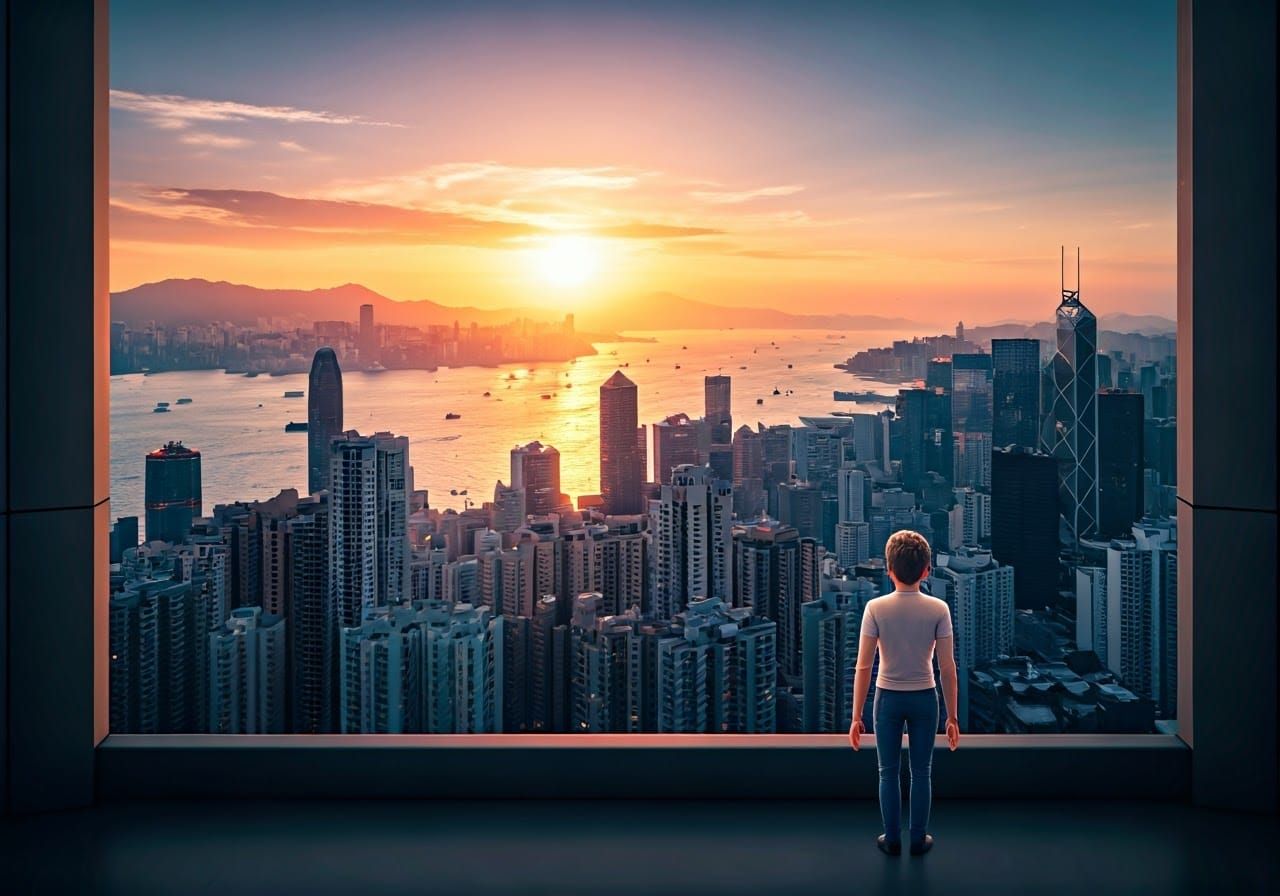 Masculine Figurine on Balcony in Futuristic Style