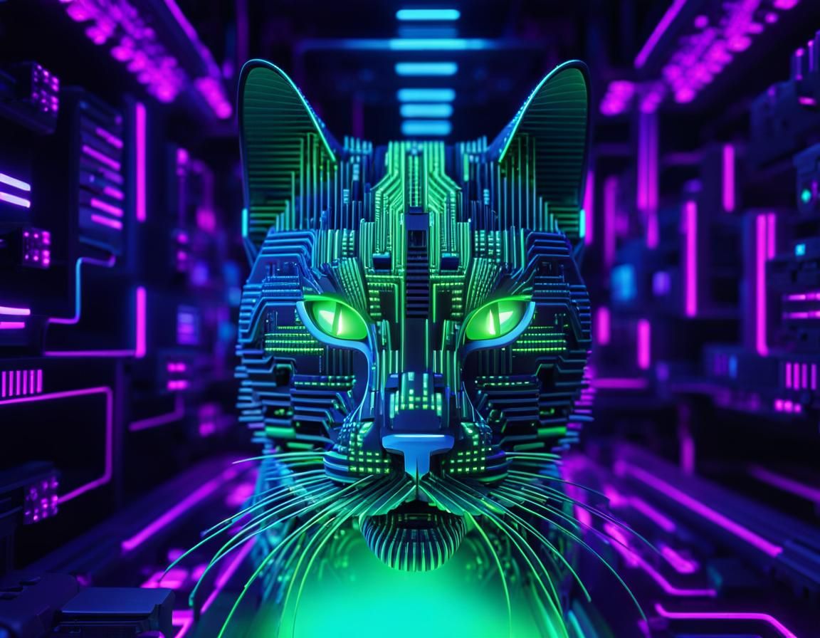 Digital Cat in Mainframe with Fractal WiFi