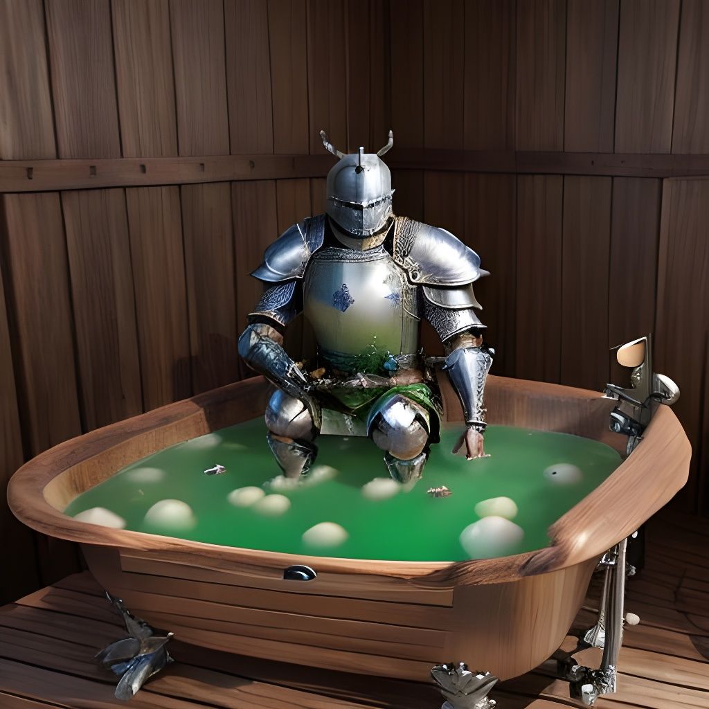 Knight's Bath: Toy Goblin in a Japanese Tub